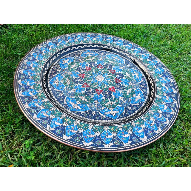 Round Hand Carved Serving Tray For Sale - Image 5 of 7