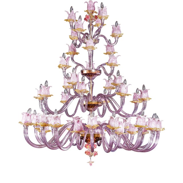 Magnolia Chandelier in Murano Glass, 1950s For Sale