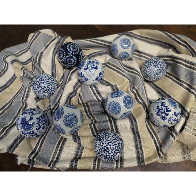 Ceramic Blue and White Decorative Ceramic Balls, 1970, Set of 10 For Sale - Image 7 of 8