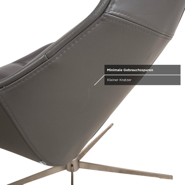 Animal Skin Boston Leather Armchair with Ottoman in Grey Brown Taupe Estoril Semi Aniline Leather 0959 with Manual Swivel and Rocking Function from Boconcept For Sale - Image 7 of 18