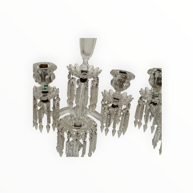 Vintage Pair 14" Modular Crystal 3-Light Candelabras Threaded European Lead Crystal Complete With Prisms For Sale In Palm Springs - Image 6 of 12