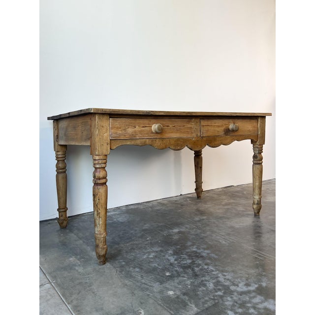 Antique Victorian Pine Side Table With Scalloped Apron For Sale - Image 4 of 5