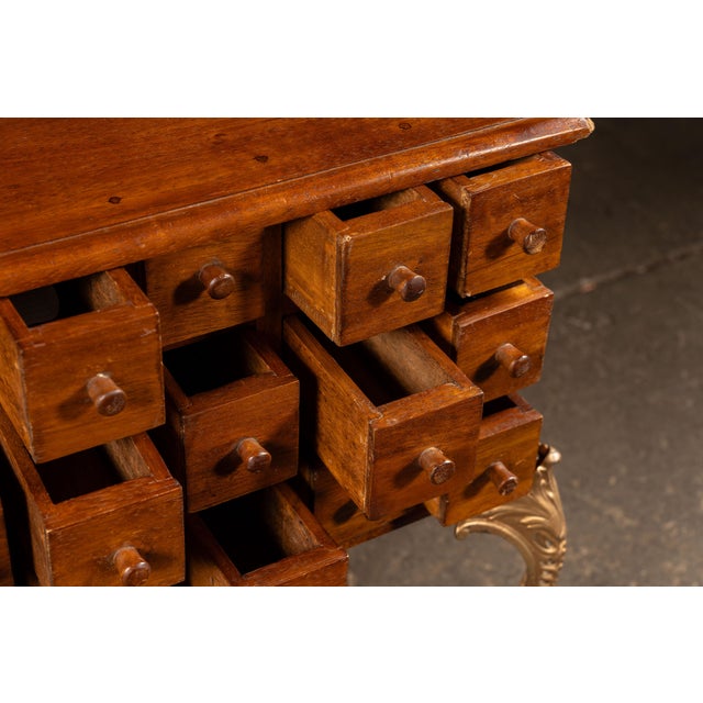 Early 20th Century 18-Drawer Apothecary Cabinet on Cabriole Brass Stand For Sale - Image 11 of 13