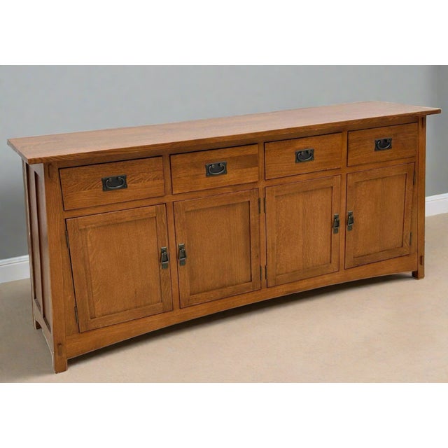 Pre-Order (Micheal's Cherry) Mission 4 Door 4 Drawer Oak Sideboard - Michaels Cherry For Sale - Image 9 of 9