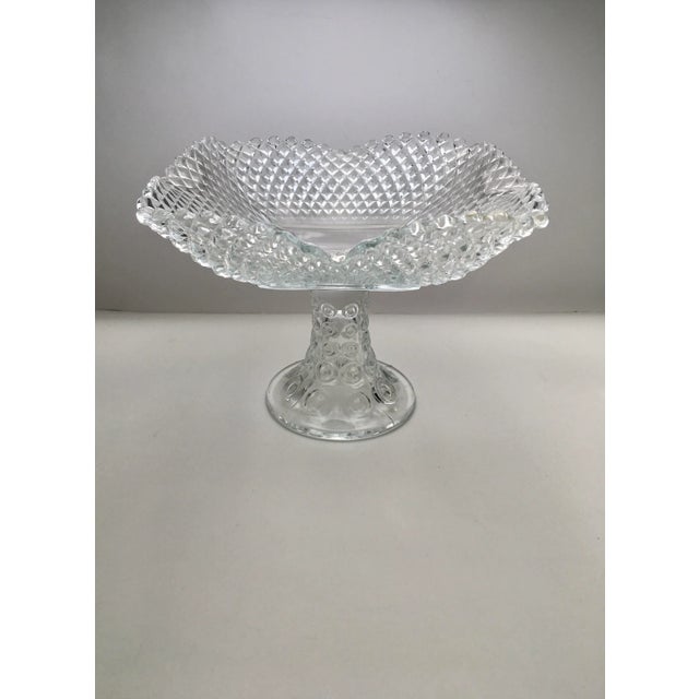 1950s L. E. Smith Diamond Point Ruffle Edged Compote Dish For Sale - Image 9 of 10