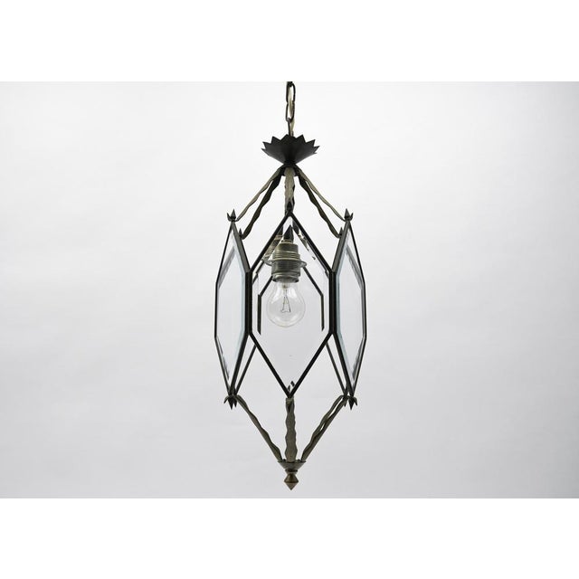 1940s Beveled Glass and Brass Ceiling Light in the style of Adolf Loos for Lobmeyr, Austria , 1940s For Sale - Image 5 of 15