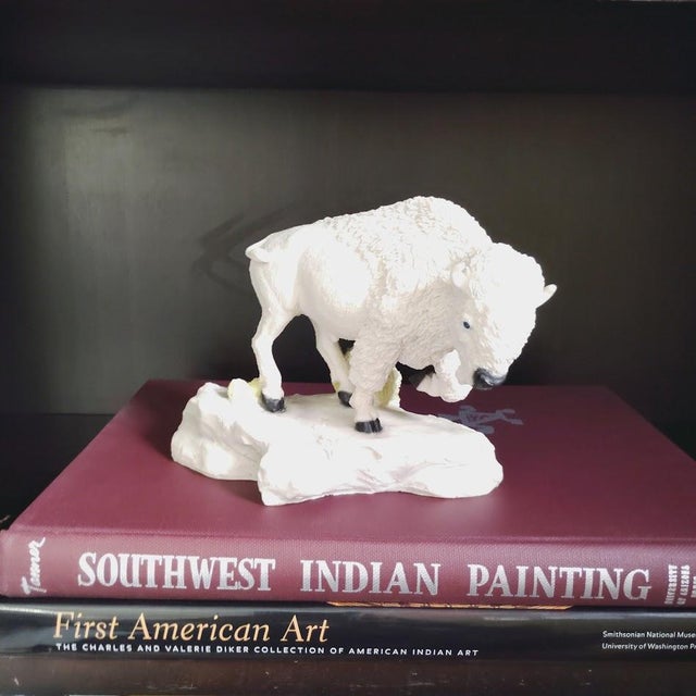 Castagna Original - White Buffalo Bison Standing on Rock Figurine Sculpture Hand Crafted in Italy, 1988 For Sale In Houston - Image 6 of 6