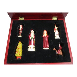 Set of 6, Judi Vaillancourt Folk Art Christmas Ornament Collection Created in Collaboration With Possible Dreams for Neiman Marcus 2001 For Sale