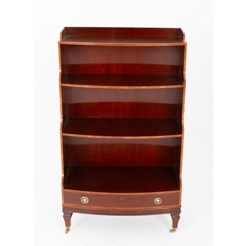 Hollywood Regency Regency Revival Open Front Waterfall Bookcase in Mahogany For Sale - Image 3 of 7