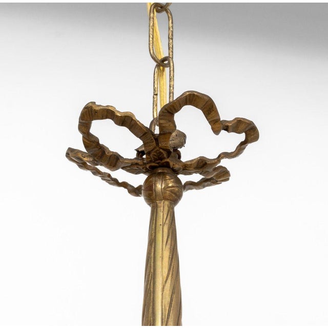 Louis XVI Style Brass Five-Branch Chandelier For Sale - Image 4 of 9