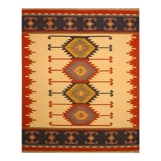 5x8 Timeless Kilim Multicolor Geometric Modern Flatweave Wool Carpet Rug For Sale