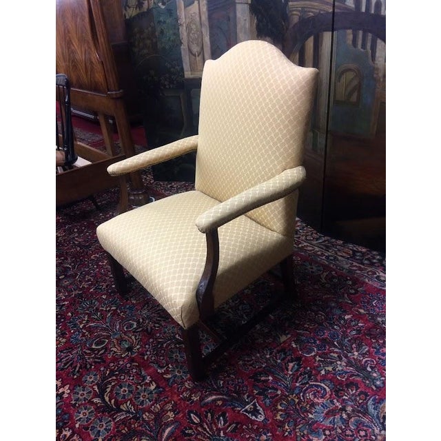 Textile Vintage Arm Chair, Accent Chair, Gold Upholstery For Sale - Image 7 of 14