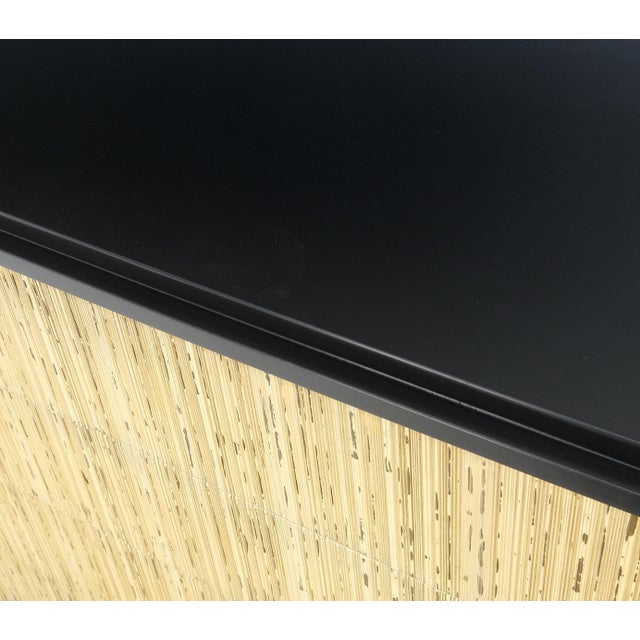 Mid 20th Century Pair Black Lacquer 4 Drawers "Linen Fold" Fronts Bachelor Chests Dressers MINT For Sale - Image 5 of 12