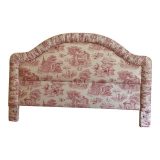 King Size Toile Headboard & Bed Skirt For Sale