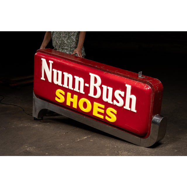 Mid-Century Modern Vintage Nunn-Bush Shoes Lighted Storefront Plastic Sign For Sale - Image 3 of 12