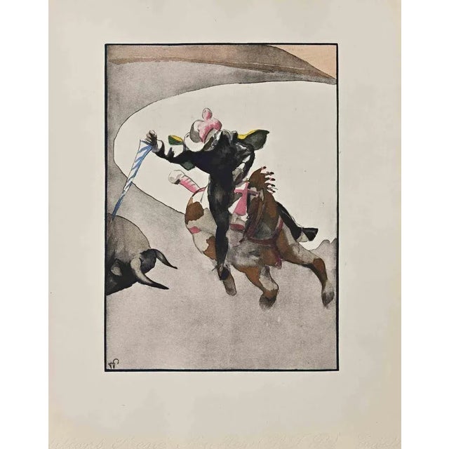 The Great Picador is a Gouache on Paper realized by Hermann Paul. Monogrammed on the lower left corner. Good condition....