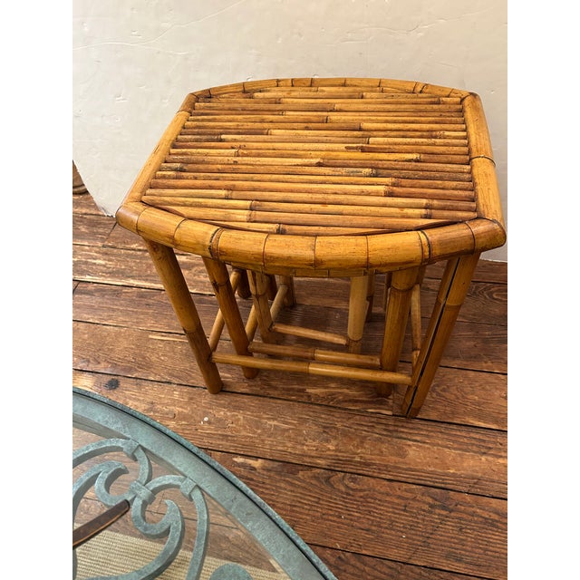 1960s Vintage Bamboo Nesting Tables -Set of 3 For Sale - Image 5 of 12