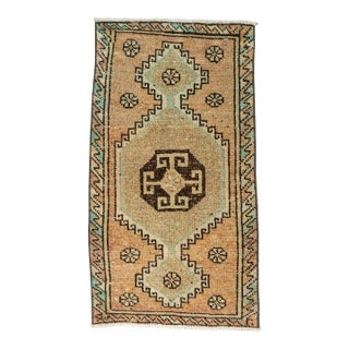 Turkish Mini Rug Oriental Hand Knotted Vintage Rug 1'8" x 3' #21097 For Sale