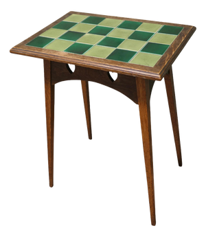 Heart-Carved Tiled Top Occasional Table from Liberty London, 1900