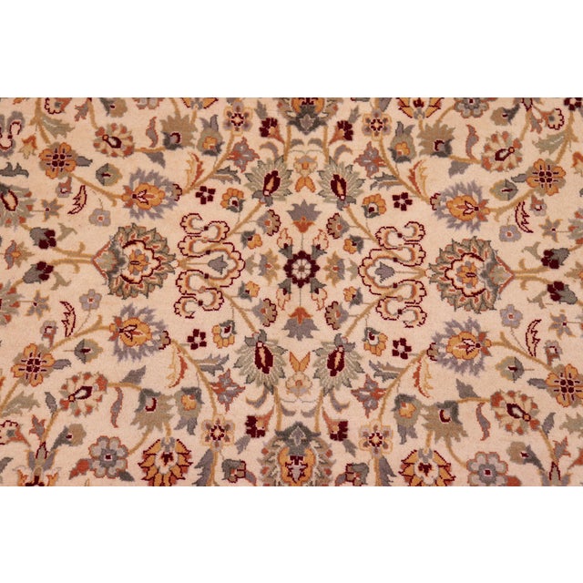 Shabby Chic Floral Pak-Persian Beige/Tan Wool Rug - 9'1'' X 12'0'' For Sale - Image 3 of 9