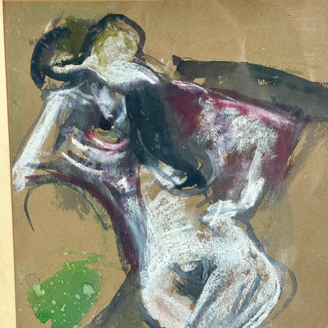 Vintage Framed Mixed Media & Pastel Painting of Reclining Man in Manner of Francis Bacon For Sale - Image 4 of 8