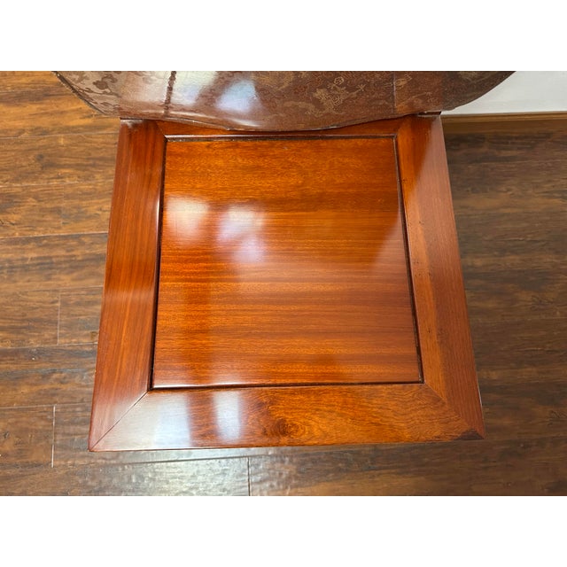 Vintage Burmese Rosewood Mid-Century Chinese Round Dining Table & 10 Chairs Set With Lazy Susan For Sale - Image 10 of 12