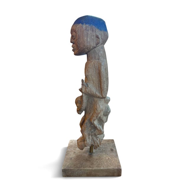Antique African Veranda Post Depicting Mounted Warrior With Indigo Cap, C 1960s For Sale In Boston - Image 6 of 7