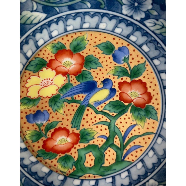 Blue Vintage Juzan Gama Blue & White "Bluebird" Porcelain Serving Bowl For Sale - Image 8 of 12