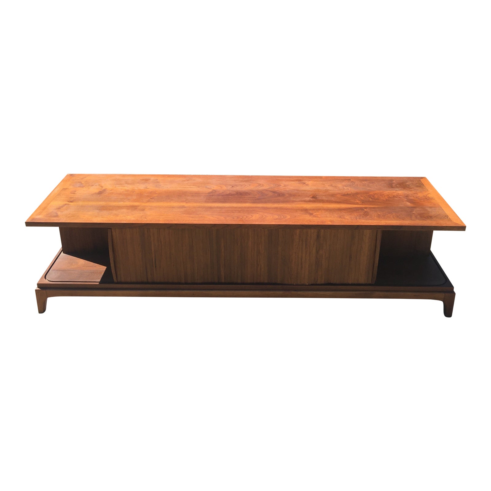 Mid Century Lane Tambour Door Coffee Table With Glass Top Chairish