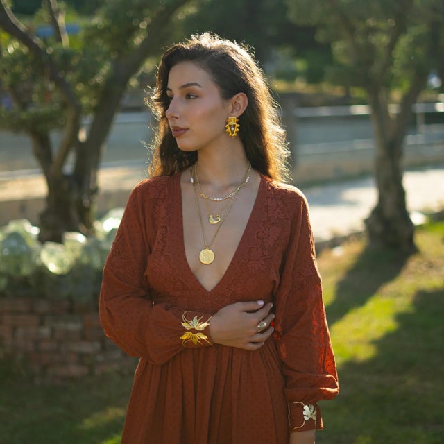 Bronze Floral Spirit Gold Arm & Cuff Bracelet For Sale - Image 8 of 11