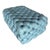 Custom Rectangular Tufted Leather Ottoman in Blue For Sale