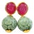 Bochic "Orient" Red Ruby & Carved Vintage Mint Jade Earrings 18K Gold & Silver For Sale