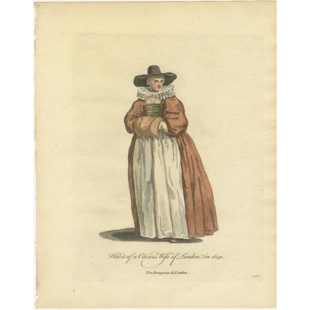 Jefferys, Citizen's Wife of London in 1640 with Fur Muff, 1757, Engraving For Sale - Image 3 of 9