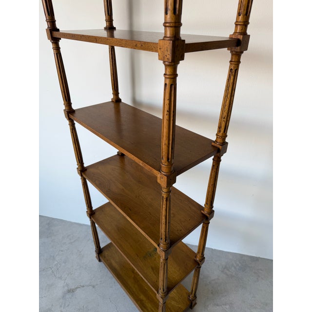 Brown Vintage Heritage Hollywood Regency Solid Walnut Six-Tier Etagere For Sale - Image 8 of 12