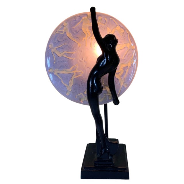1980s Art Deco Frankart Nude Woman With Consolidated Glass Nymph Glass Lamp Sarsaparilla For Sale - Image 4 of 7