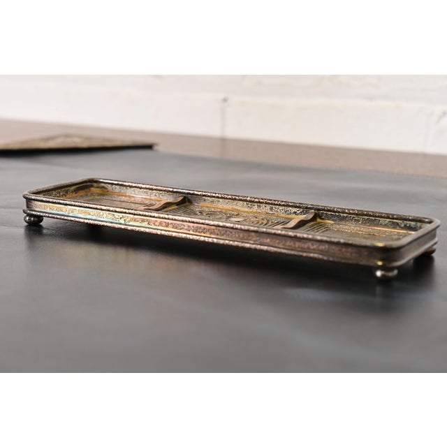 Tiffany Studios Tiffany Studios New York Silvered Bronze and Abalone Pen Tray For Sale - Image 4 of 12