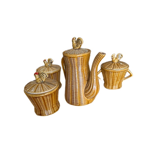 Elevate your mornings with cottage charm! Fabulous vintage majolica-style coffee service featuring richly textured...