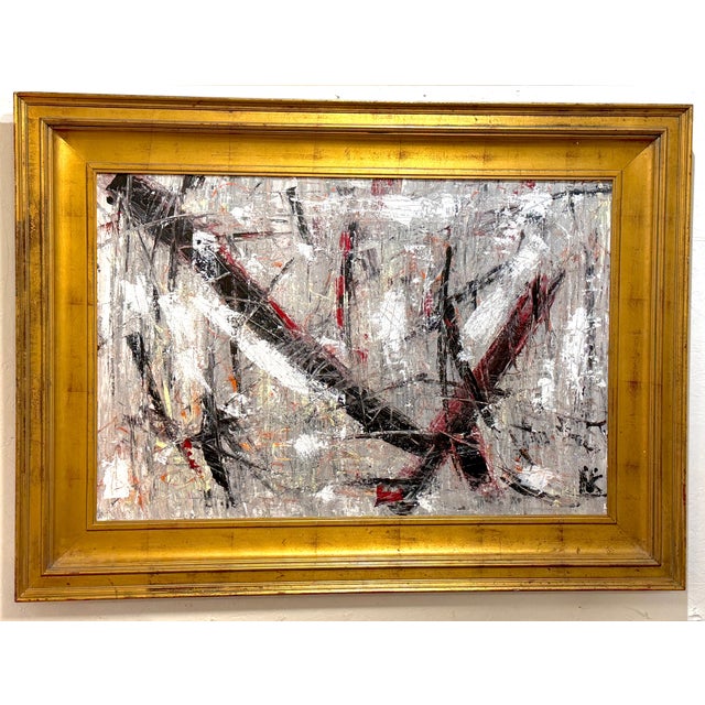 Gold Niki Smith Monumental Abstract Expressionist Impasto Painting Giltwood Frame For Sale - Image 8 of 8