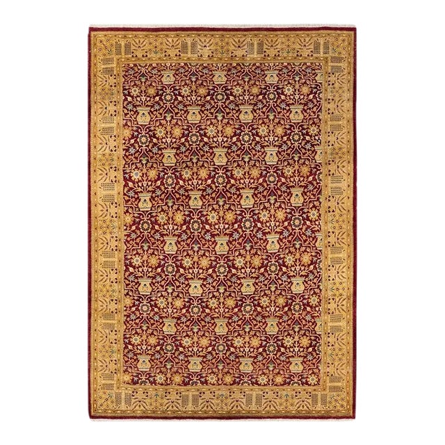Mogul, One-of-a-Kind Hand-Knotted Area Rug in Red, 6' 0" x 8' 6" For Sale