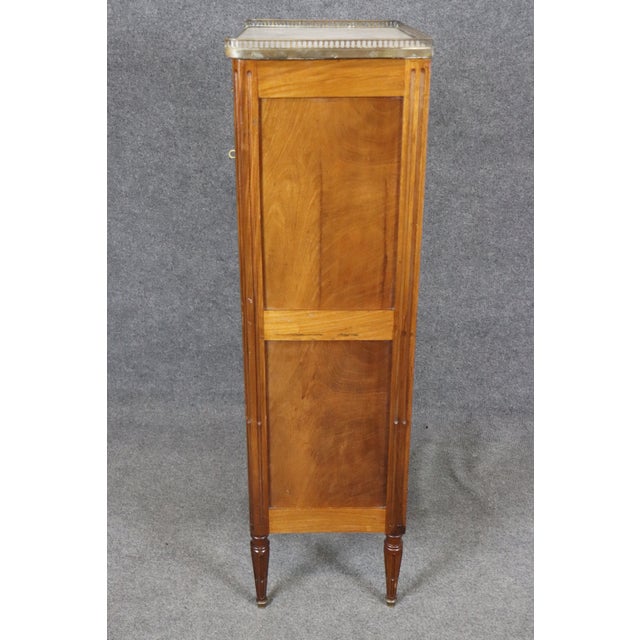 French Louis XVI Style Bronze Mounted Marble Top Mahogany High Chest C. 1940's For Sale - Image 11 of 14