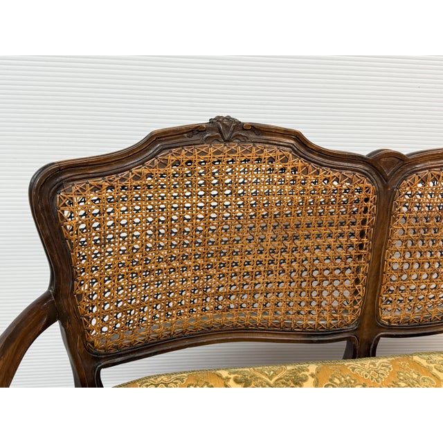 20th Century French Cane Back Sofa Bench For Sale - Image 10 of 12