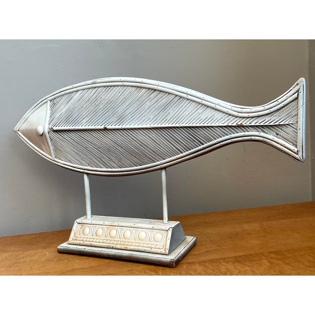 Late 20th Century Vintage Washed Pencil Reed Fish Sculpture For Sale - Image 5 of 12