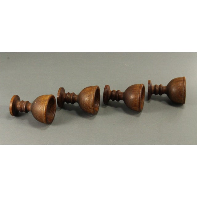 19th C. Treen Ware Turned Wood Egg Cups Set of Four For Sale In Houston - Image 6 of 15