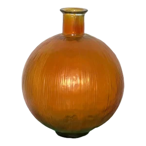 Large Vintage San Miguel Made in Spain Recycled Glass by Vidrios 1950-60's Blown Vertical Ribbed Burnt Orange Jar