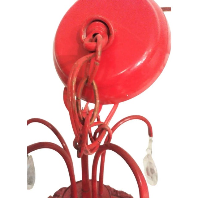 2000 - 2009 Custom Designer Made One of a Kind Currey & Co Style Real Red Coral Reef Crystal Coastal 4 Light Beaded Chandelier For Sale - Image 5 of 9