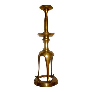 Vintage Japanese Brass Tripod Candlestick For Sale