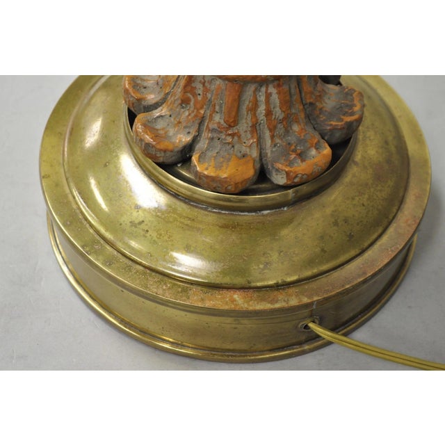 Vintage Italian Regency Style Brass & Wood Old World Globe Table Lamp by Hart For Sale - Image 16 of 18