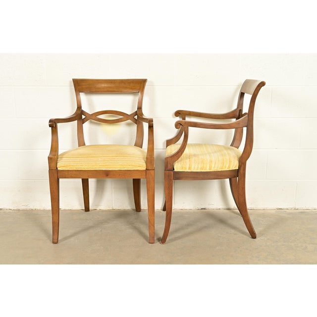 Kindel Furniture Style Regency Carved Walnut Dining Chairs, Set of Six For Sale - Image 13 of 15
