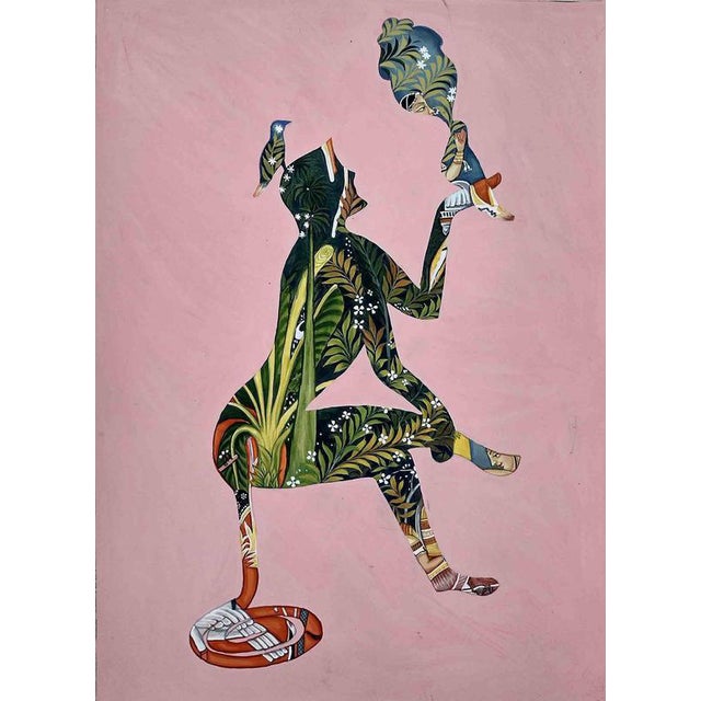 Indian Artist, Interaction, 2024, Natural Pigment on Washi Print For Sale