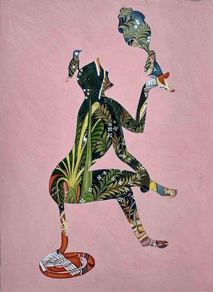 Indian Artist, Interaction, 2024, Natural Pigment on Washi Print